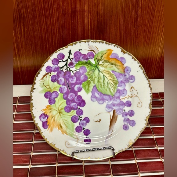 Lefton China Handpainted Grapes Plate - Picture 1 of 9